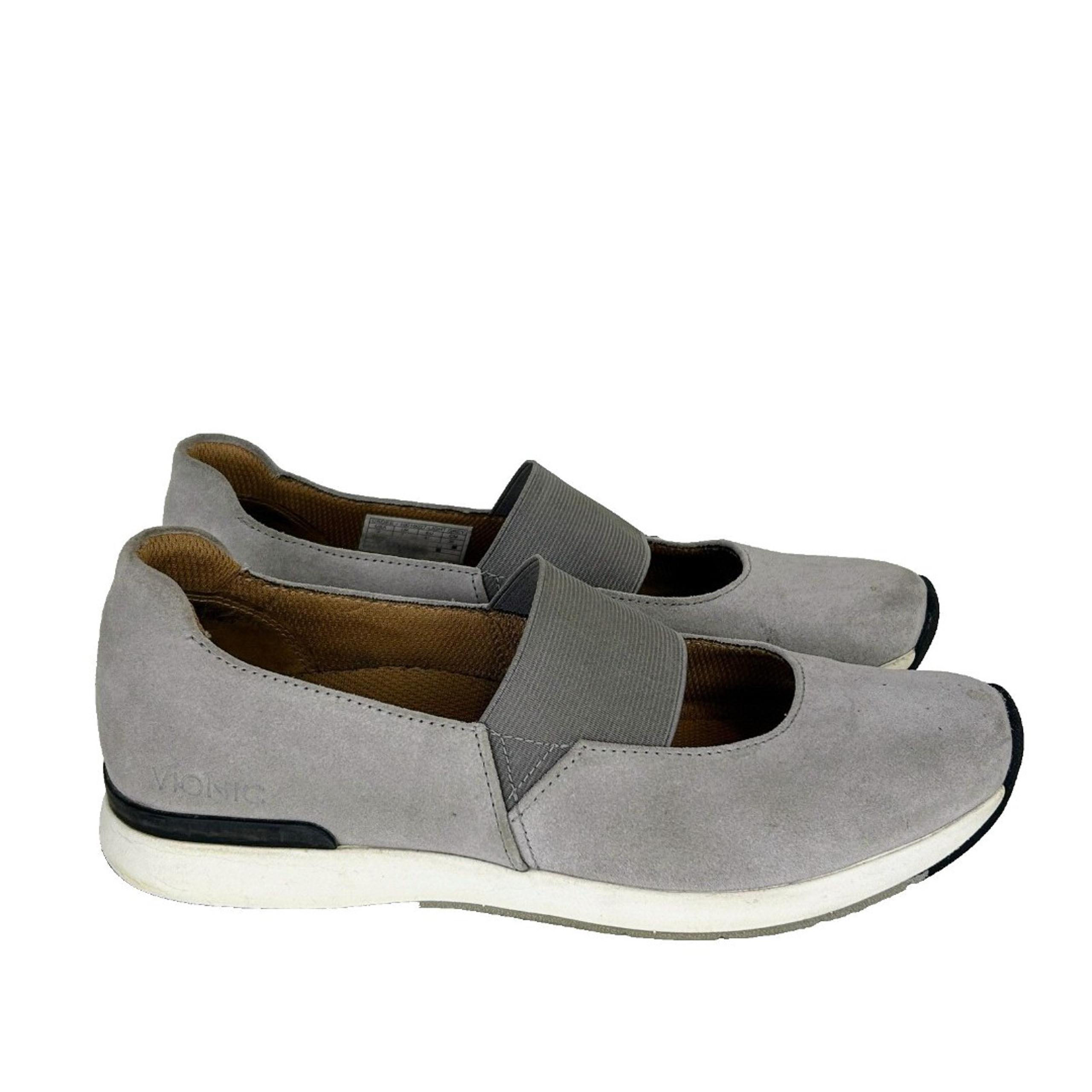 Vionic Cadee Cosmic Grey Suede Leather Mary Jane Tennis Shoes Cushioned Womens 9