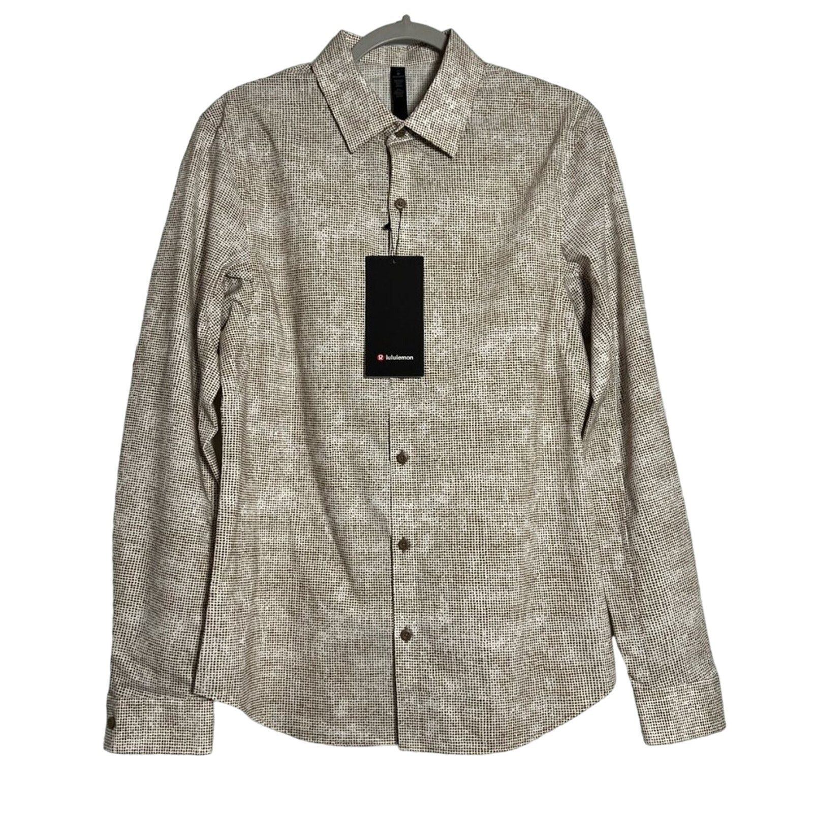NWT Lululemon Down to the Wire Long Sleeve Shirt SIZE M Tan No-Stink Zinc NEW