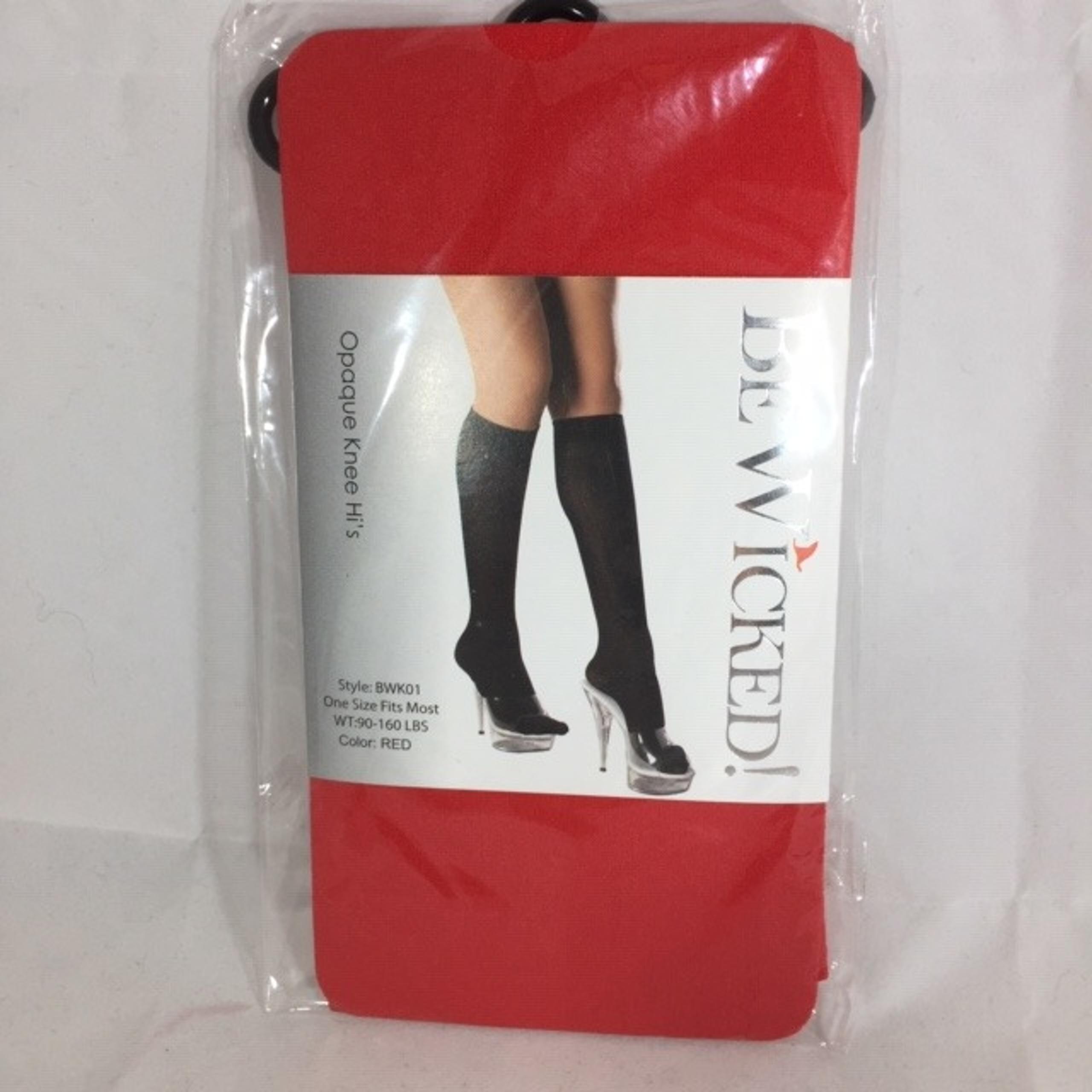 Red Opaque Knee High Socks (O/S)