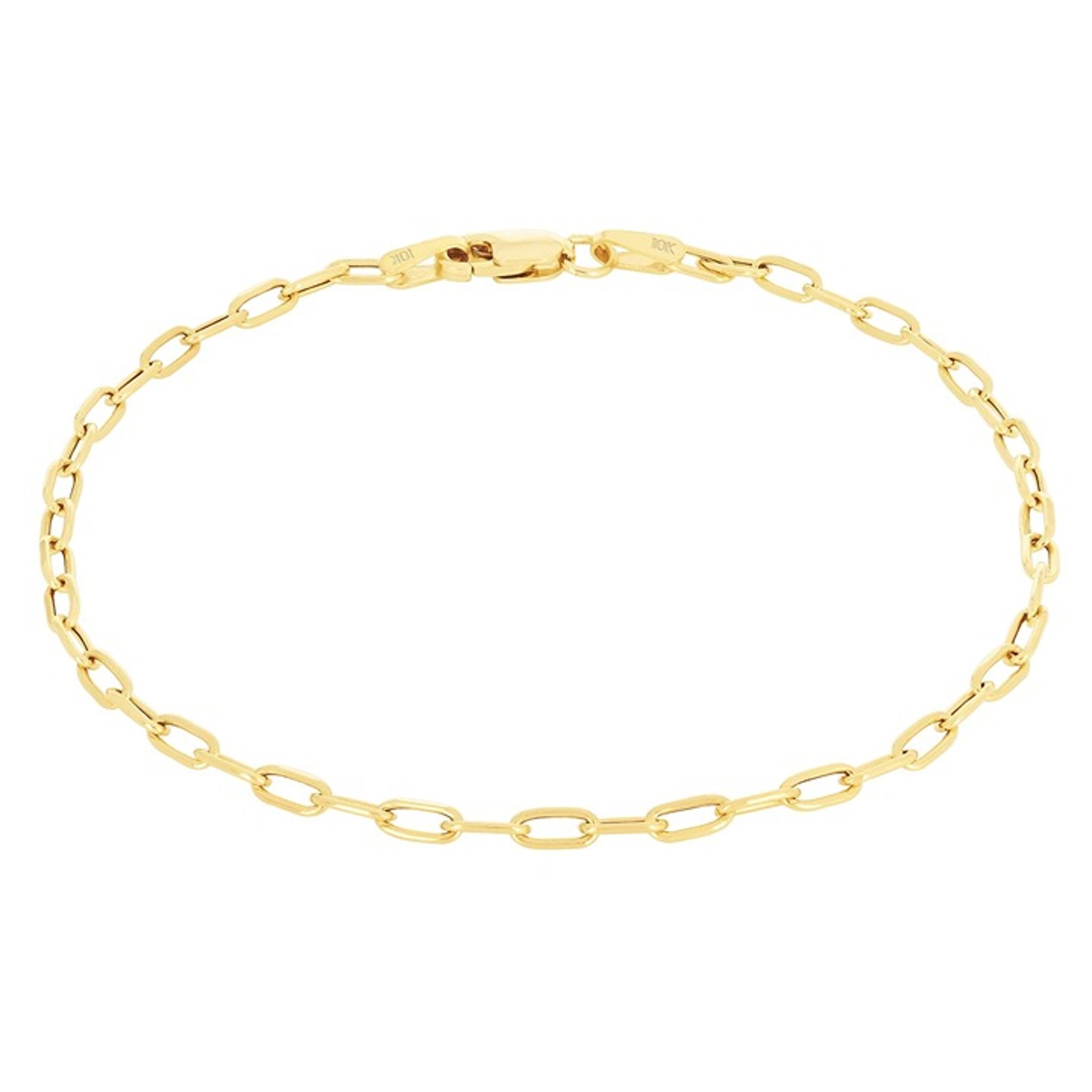 8" 2mm 10k Yellow Gold Paperclip Chain Cable Rolo Link Bracelet Womens