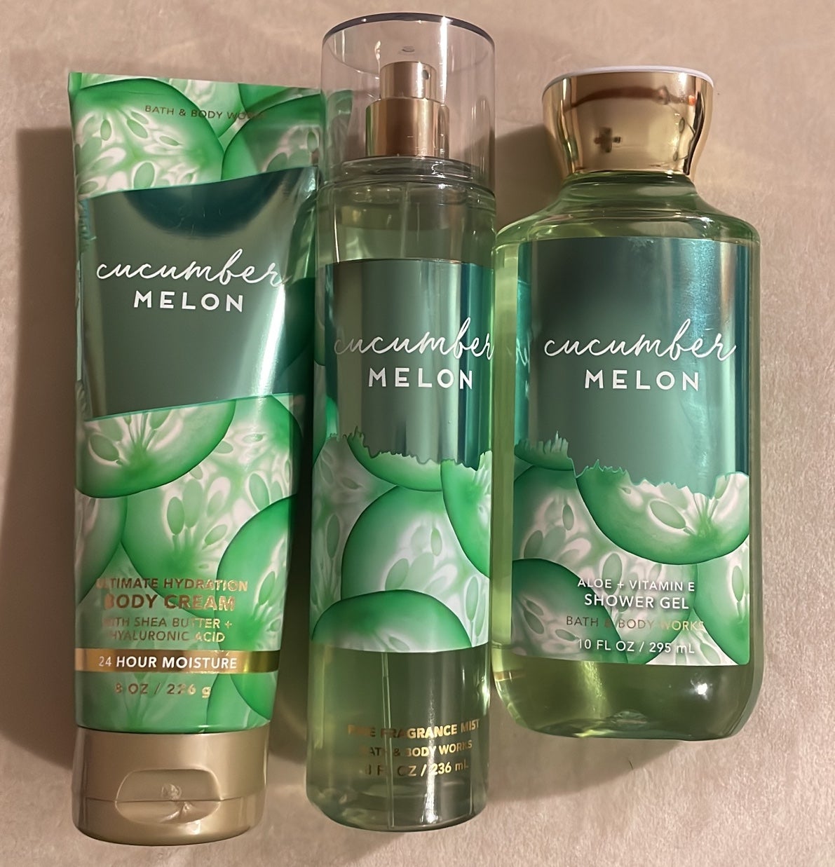 Bath and Body Works Cucumber Melon 3 PC Set