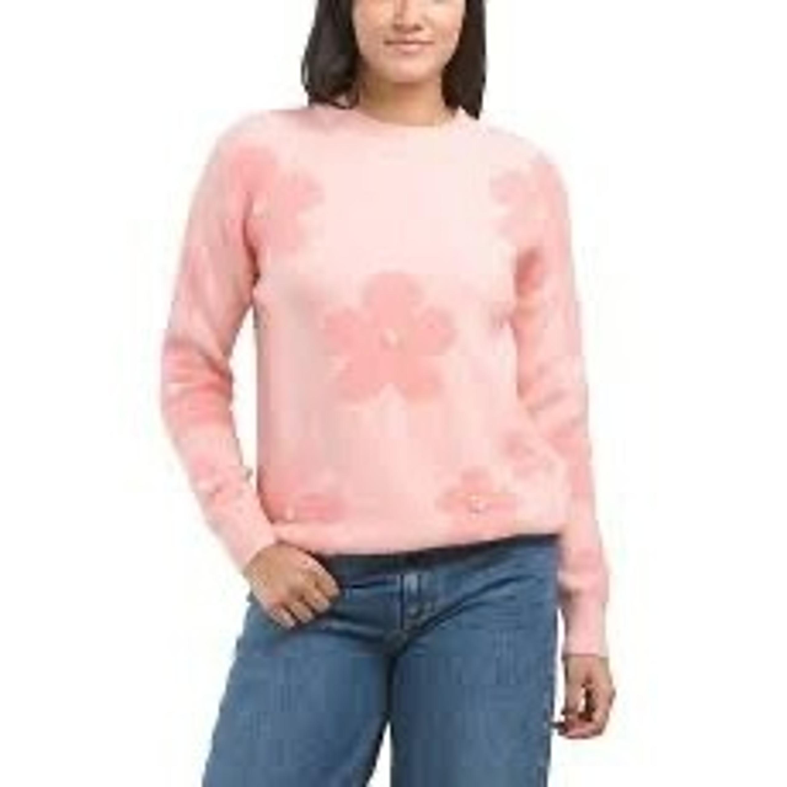 Nanette Lepore Fuzzy Flower & Pearl Crew Neck Sweater NWT Sz M