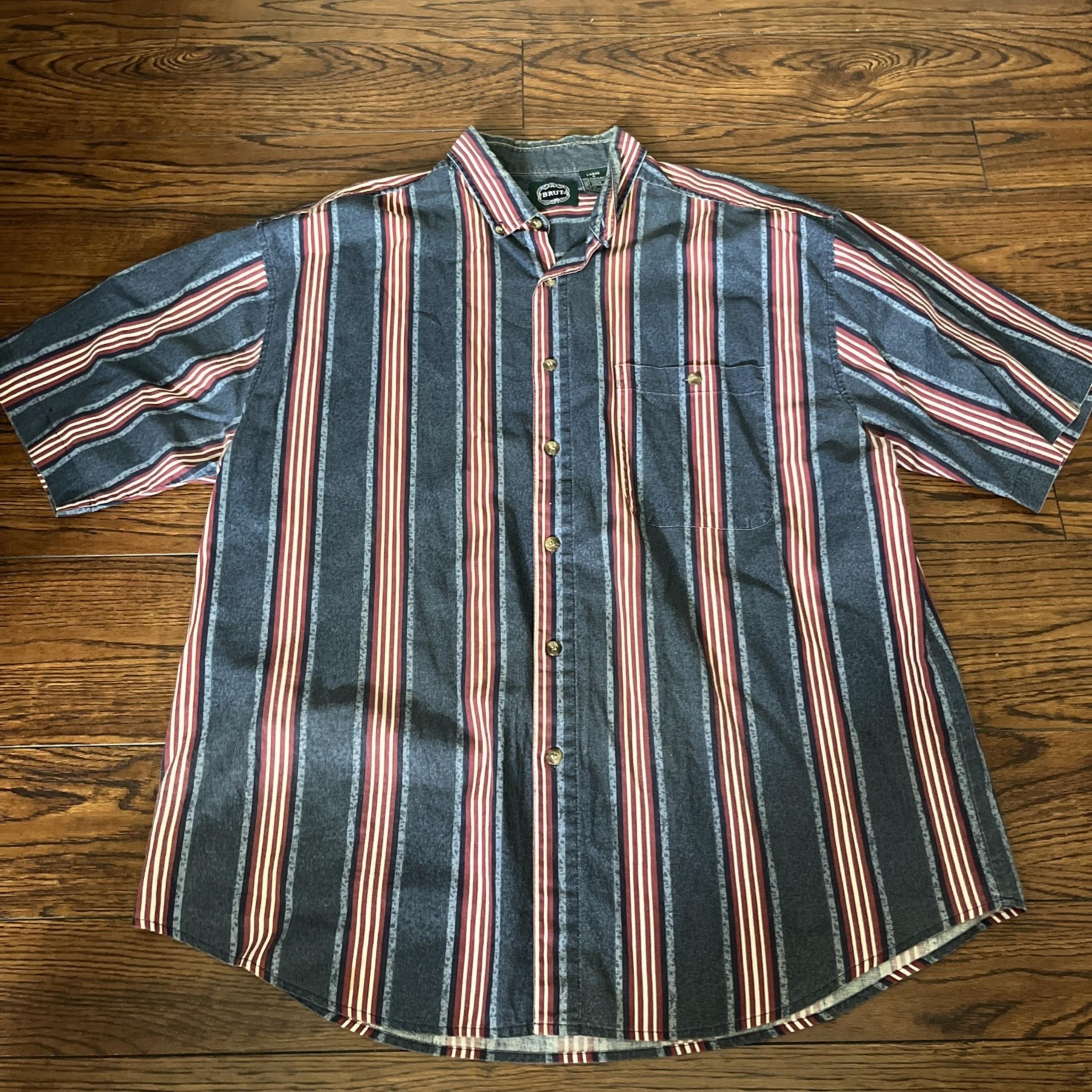 Vintage Western Shirt Mens Large Striped Red, White, Blue America 90s USA