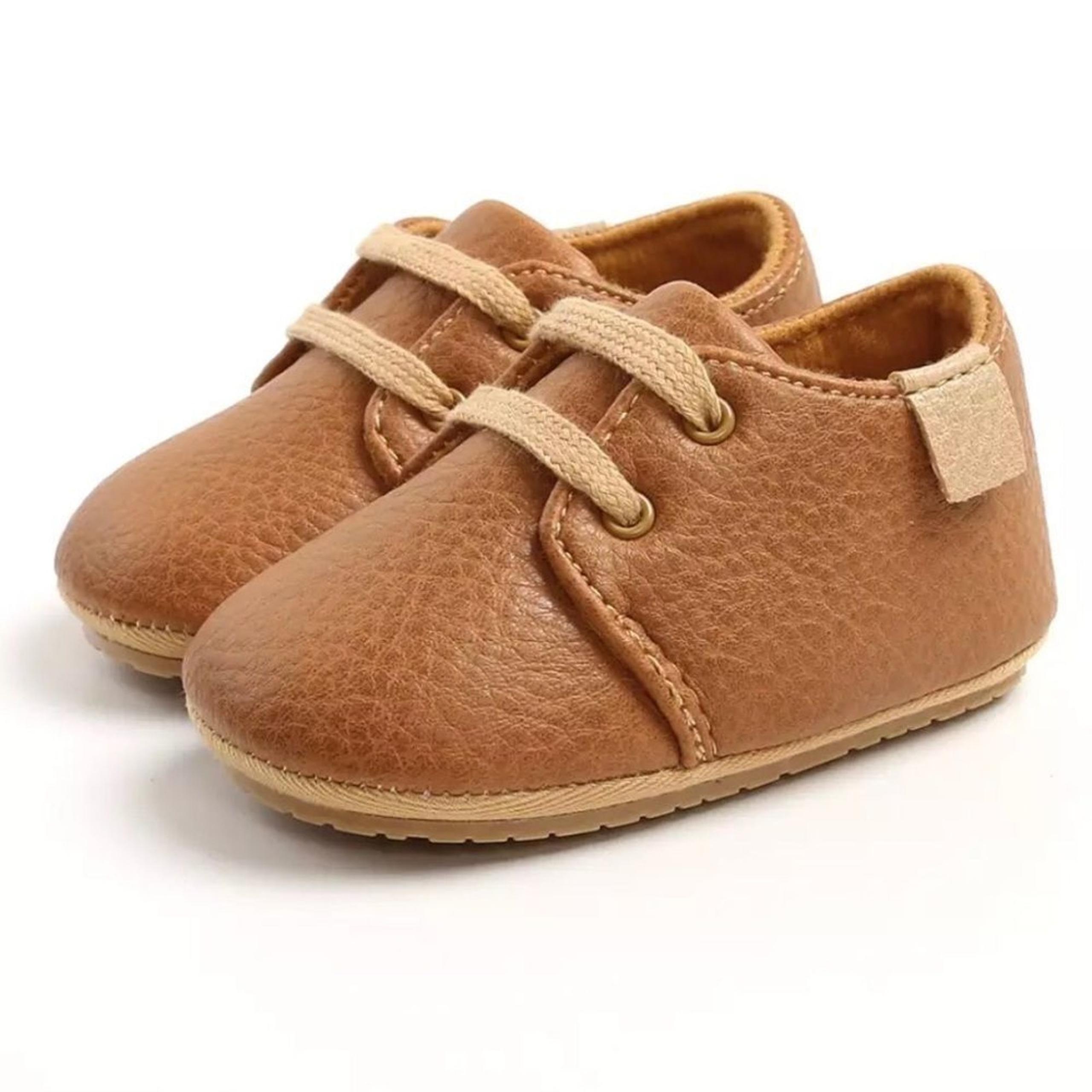 New leather shoes rubber sole size 3 dark khaki