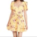 ReVolve LIKELY Yellow Pink Rose Mini Quinn Dress in Snapdragon NWOT