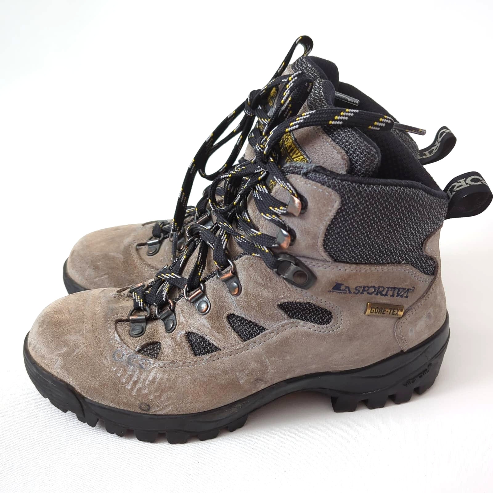 La Sportiva Hiking Boots Brown Gray Suede Waterproof Gore-Tex Vibram 39 W8 M6.5