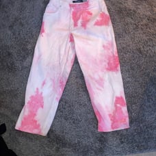 Anchor Blue Pink Tie Dye Baggy Jeans