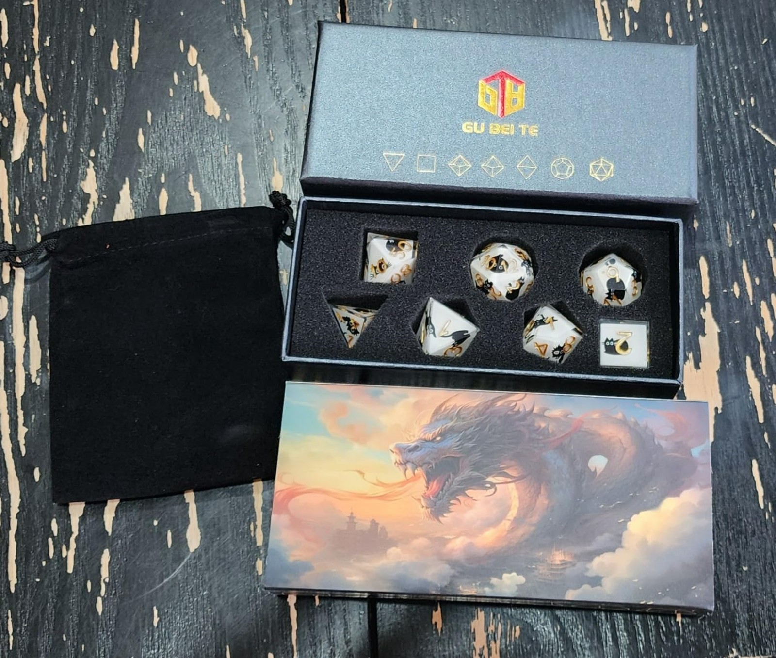 7 Pcs Cute Cat DND Dice Set Sharp Edge Style Resin RPG Dungeon Dragon MTG Games