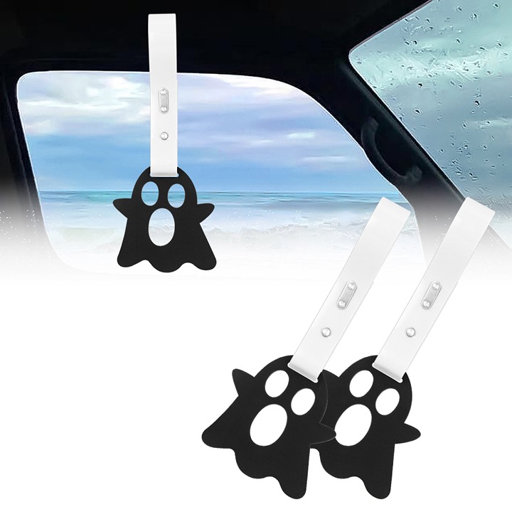 BRAND NEW 2PCS GHOST SHAPED BLACK JDM TSURIKAWA RING White Handle Strap Drift