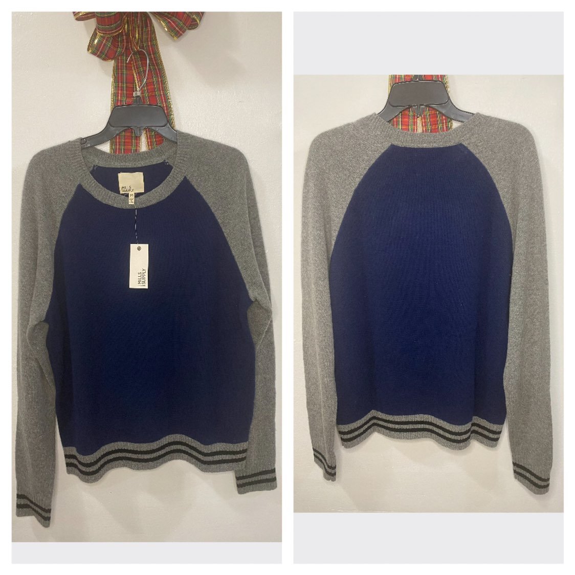 Mills Supply Cashmere Blend Crewneck Stripes Sweater