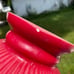 Pair Vintage pink Cased Over White Glass Student Hurricane Lamp Shades Ribbed 7”