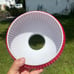 Pair Vintage pink Cased Over White Glass Student Hurricane Lamp Shades Ribbed 7”