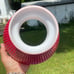 Pair Vintage pink Cased Over White Glass Student Hurricane Lamp Shades Ribbed 7”
