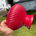 Pair Vintage pink Cased Over White Glass Student Hurricane Lamp Shades Ribbed 7”
