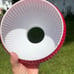Pair Vintage pink Cased Over White Glass Student Hurricane Lamp Shades Ribbed 7”