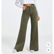 Good American Jeans NWT 4 Good Waist Palazzo Green GWPS727T Wide Leg