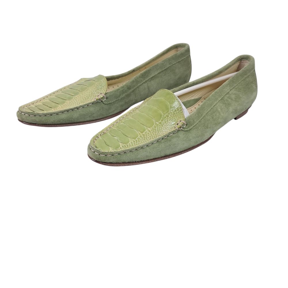 Fiermosca & Co. Green Leather Suede Loafers Womens Size 8M