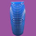 Vintage 1980s Anchor Hocking Blue Art Deco Draped Pleated Vase