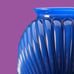Vintage 1980s Anchor Hocking Blue Art Deco Draped Pleated Vase