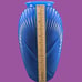 Vintage 1980s Anchor Hocking Blue Art Deco Draped Pleated Vase