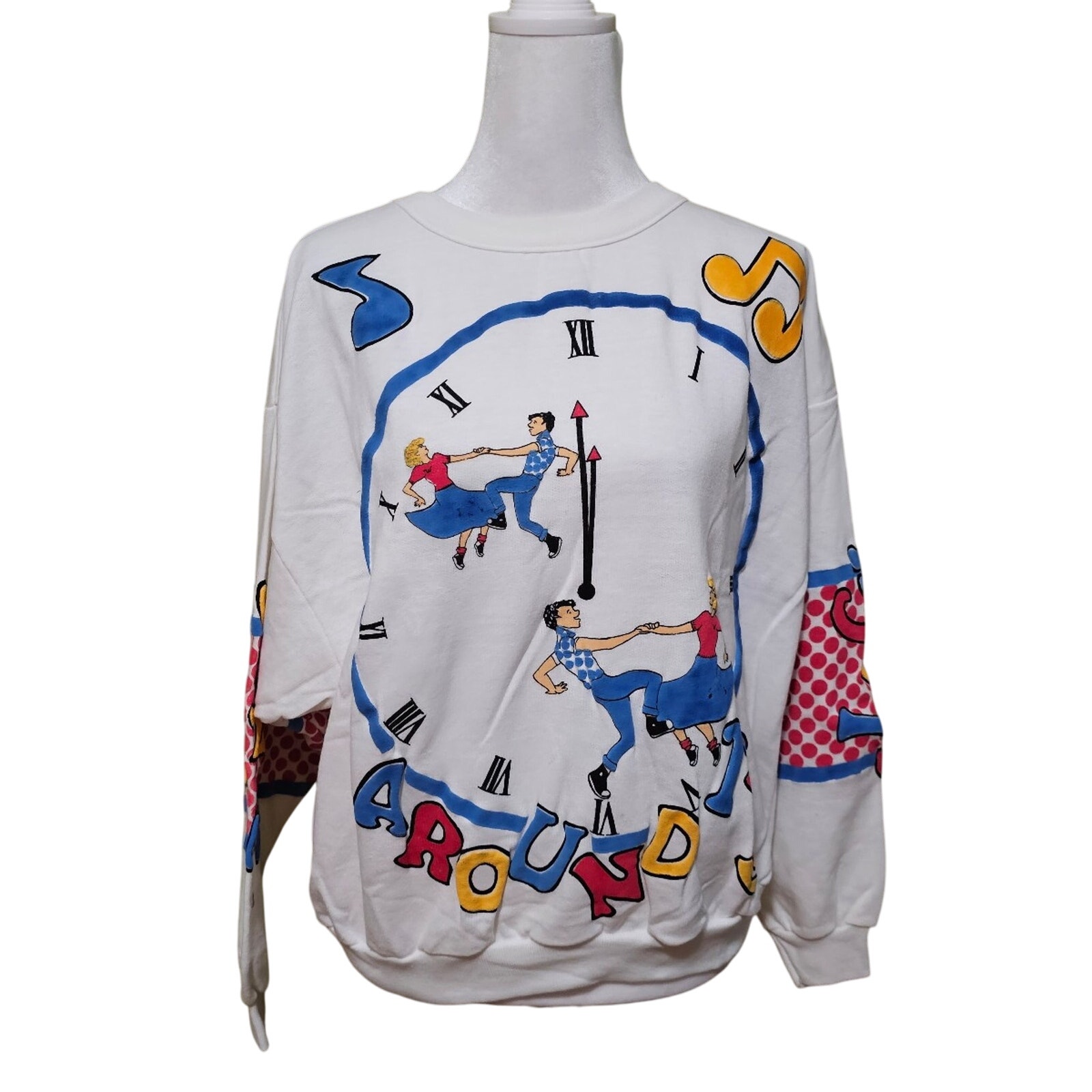 Just The Three Of Us Vintage 80's Rock Around The Clock Sweatshirt USA Sz Small