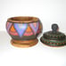 Australia Aboriginal Art Wooden Bowl w Lid Dot Hand Painted Deborah Maynart