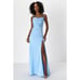 LULU'S NEW Formal Invitation Dress Light Blue Satin Cowl Neck Maxi Women's XS