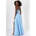 LULU'S NEW Formal Invitation Dress Light Blue Satin Cowl Neck Maxi Women's XS