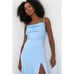 LULU'S NEW Formal Invitation Dress Light Blue Satin Cowl Neck Maxi Women's XS