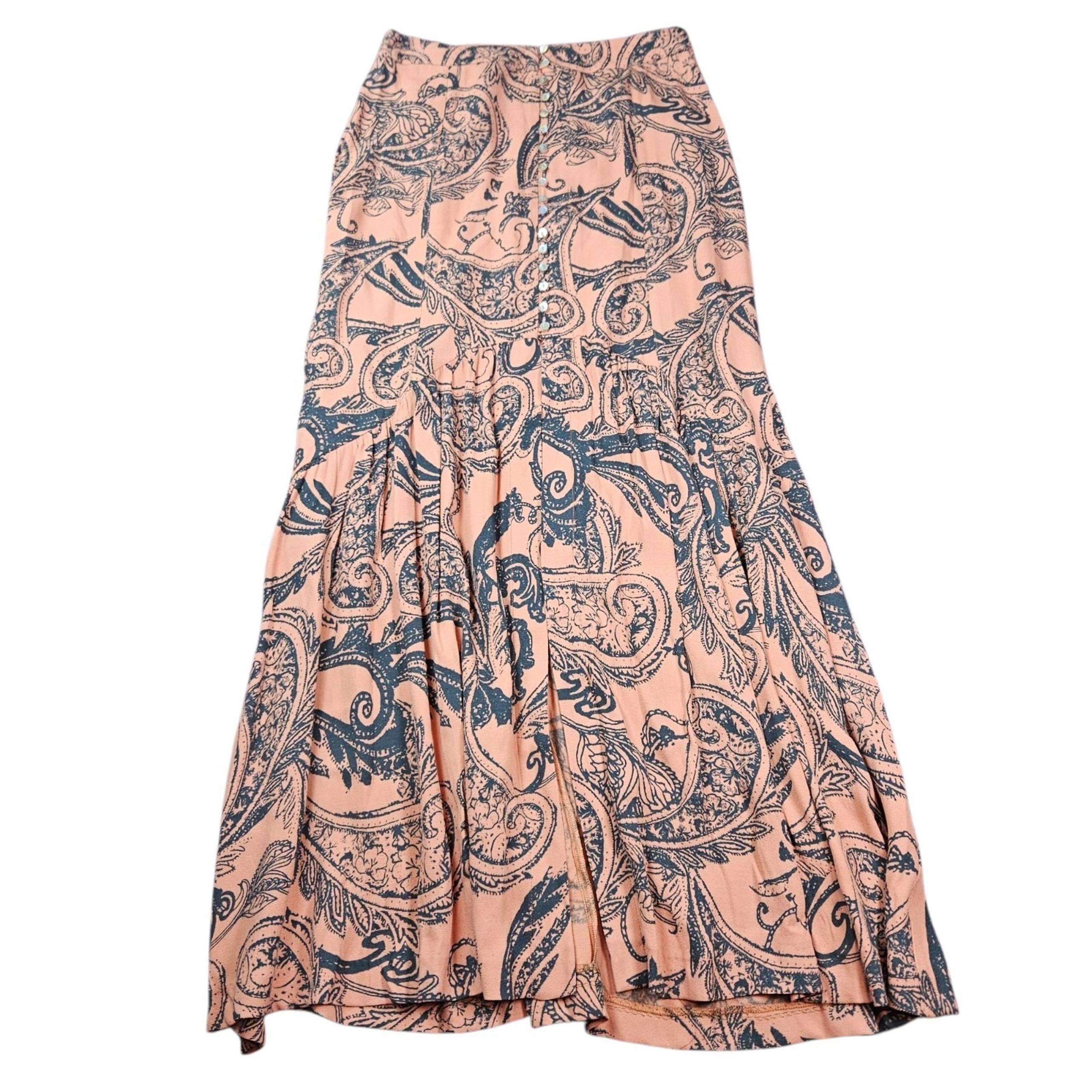 Free People Maxi Skirt Womens Size 4 Coral Smooth Sailing Button