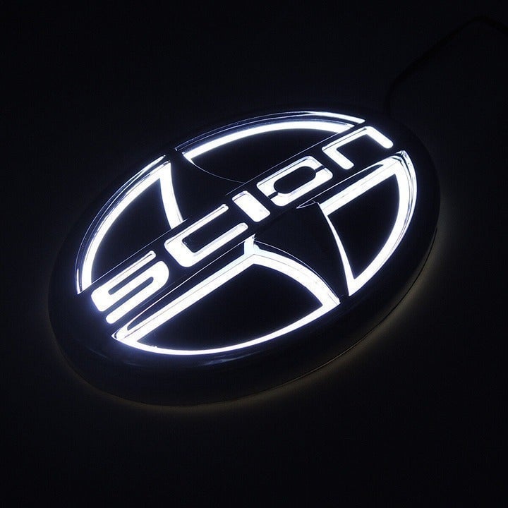 (12.5CMX8.5CM) White 5D LED Car Tail Rear Logo Light Badge Lamp Emblem For Scion