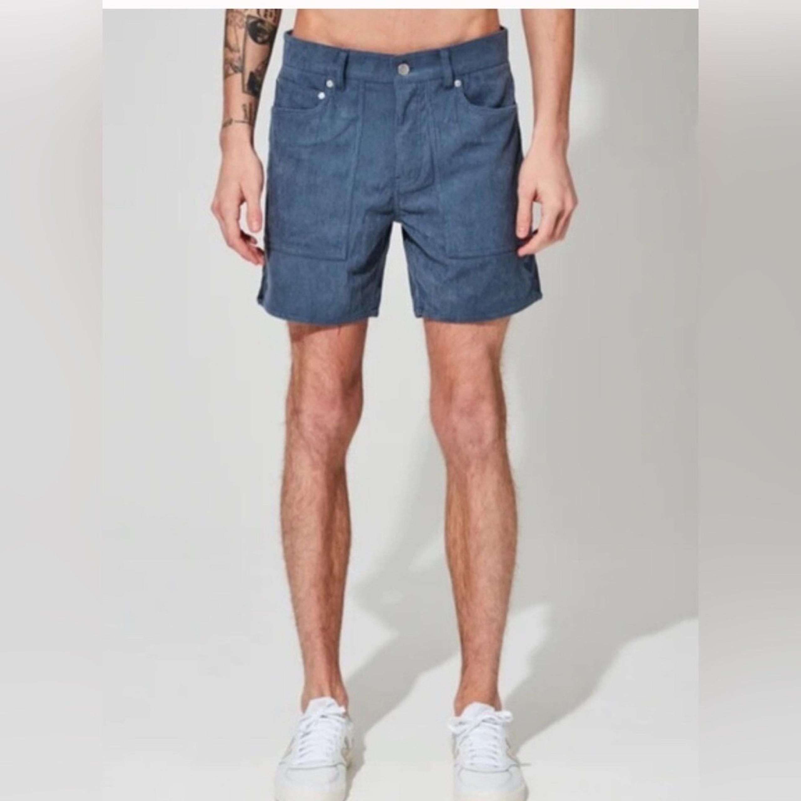 WESC corduroy utility cargo shorts blue Men's SIZE 32