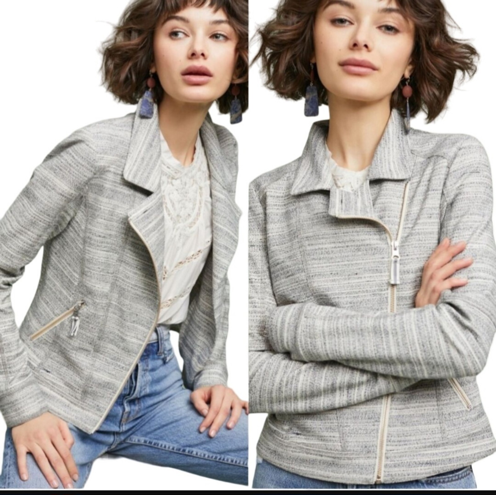 Anthropologie Caitlin Knit Moto Jacket Size M