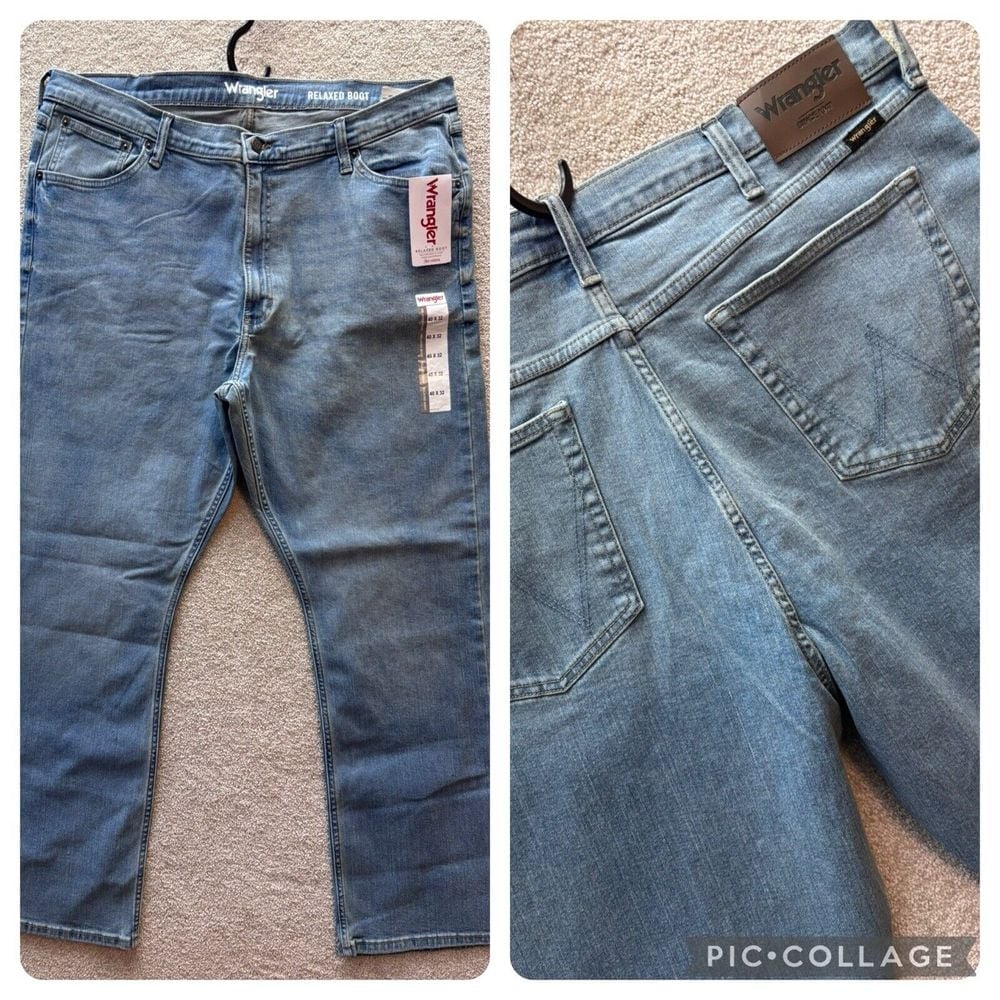 NEW Wrangler Relaxed Bootcut Mens Jeans 40x32 Blue Medium Wash Denim Stretch