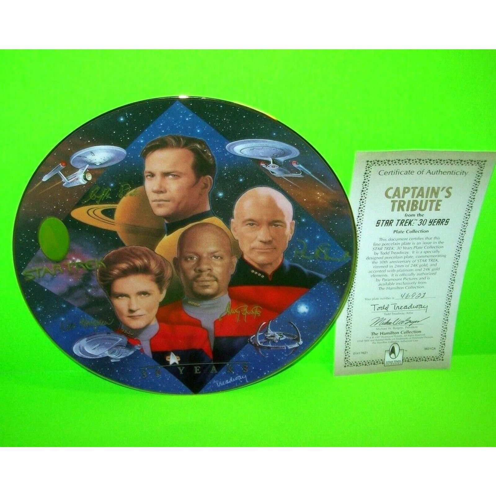 Star Trek Collector Plate Hamilton Numbered Captains Tribute COA Kirk Enterprise