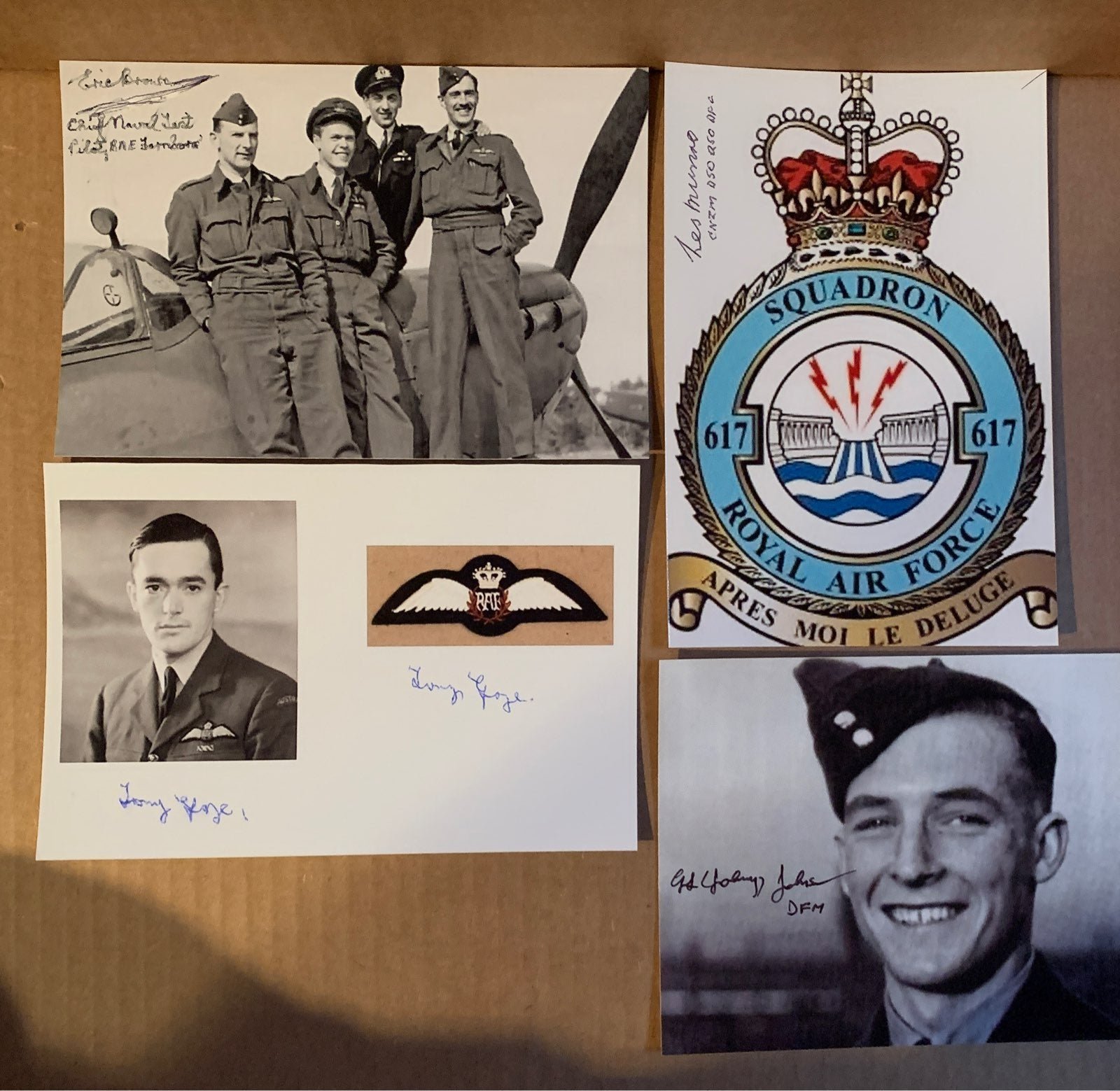 Lot of Four WWII RAF Pilot Signed Photos