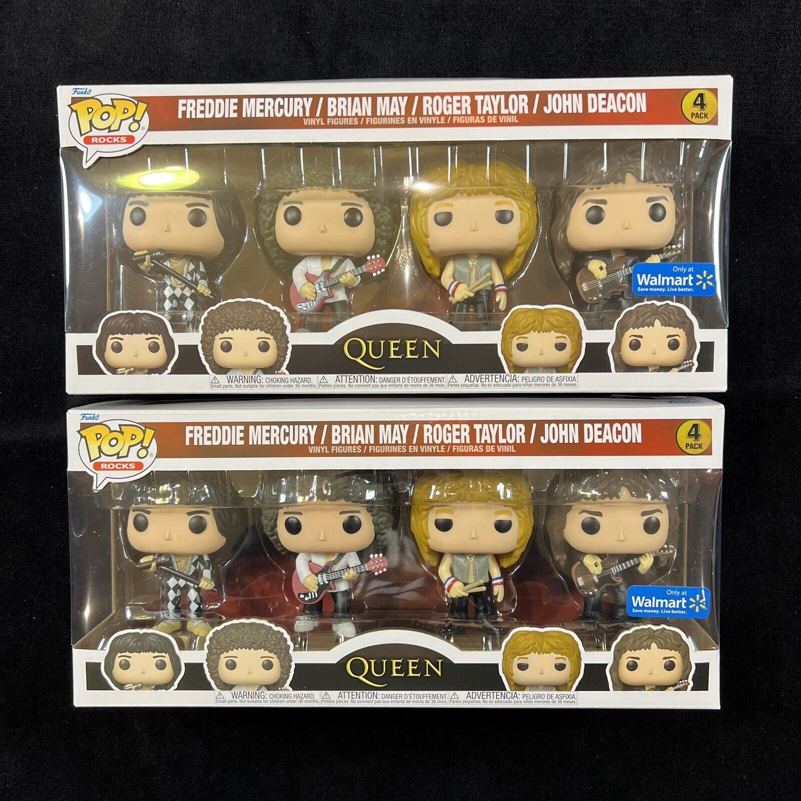 2x Lot! Funko Pop! Rocks Queen Freddie Brian Roger John 4 Pack Walmart Exclusive