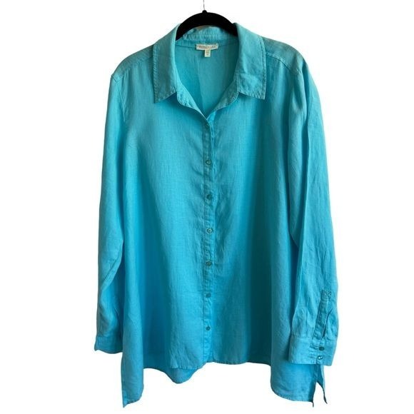 Eileen Fisher 100% Irish Linen Button Down Top, Size M