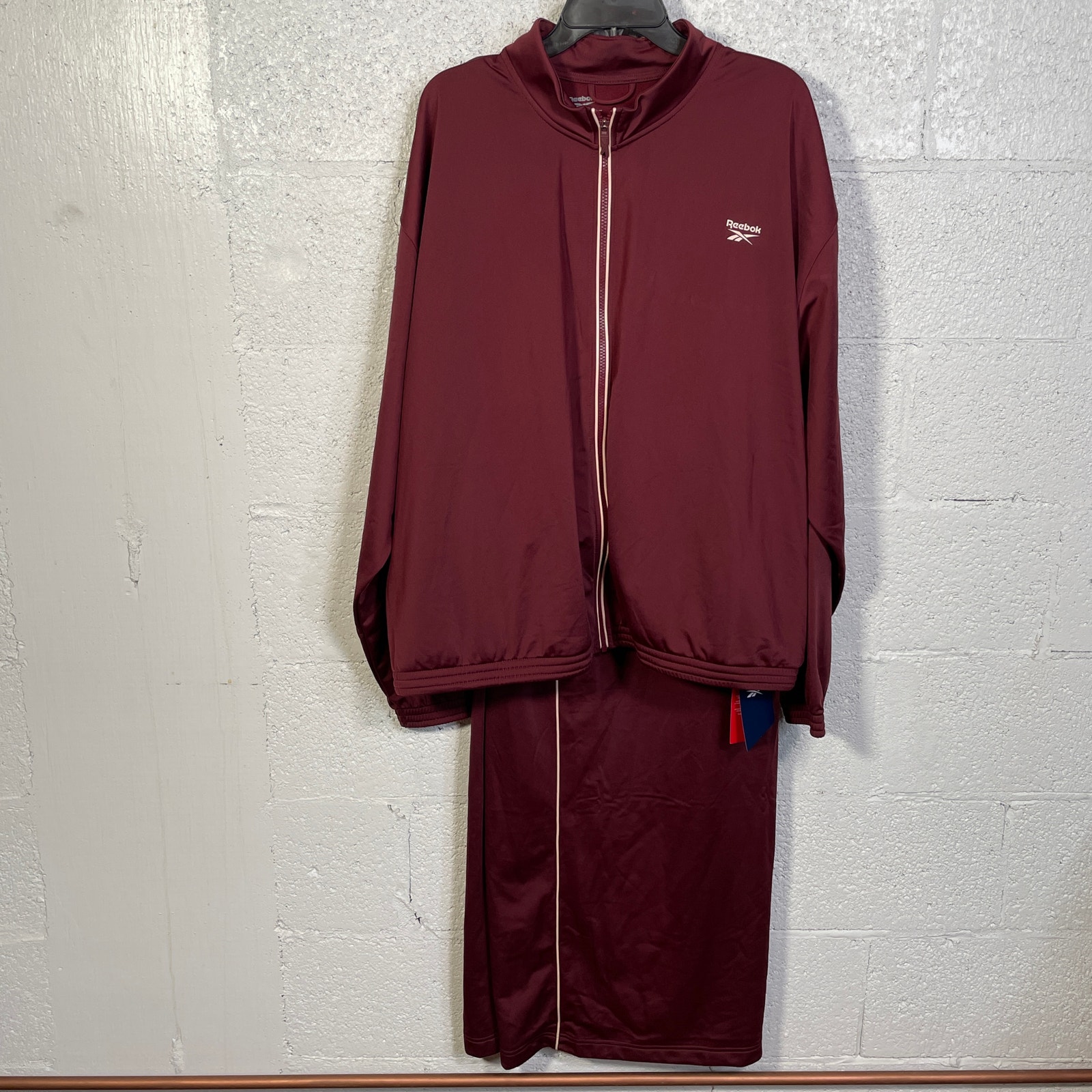 Reebok Tricot Zip-Front Long-Sleeve track jacket/pant set, red 4X