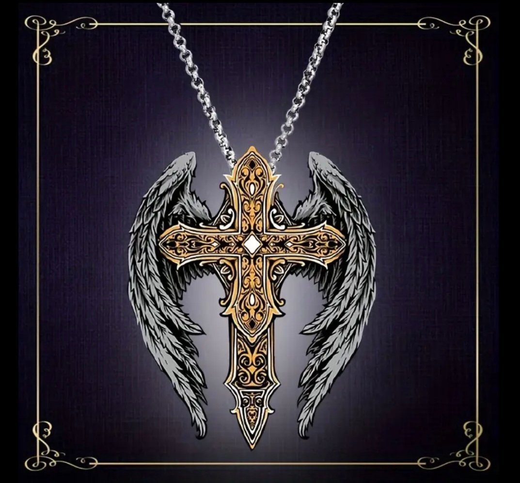 Retro Cross Wings Necklace NWT