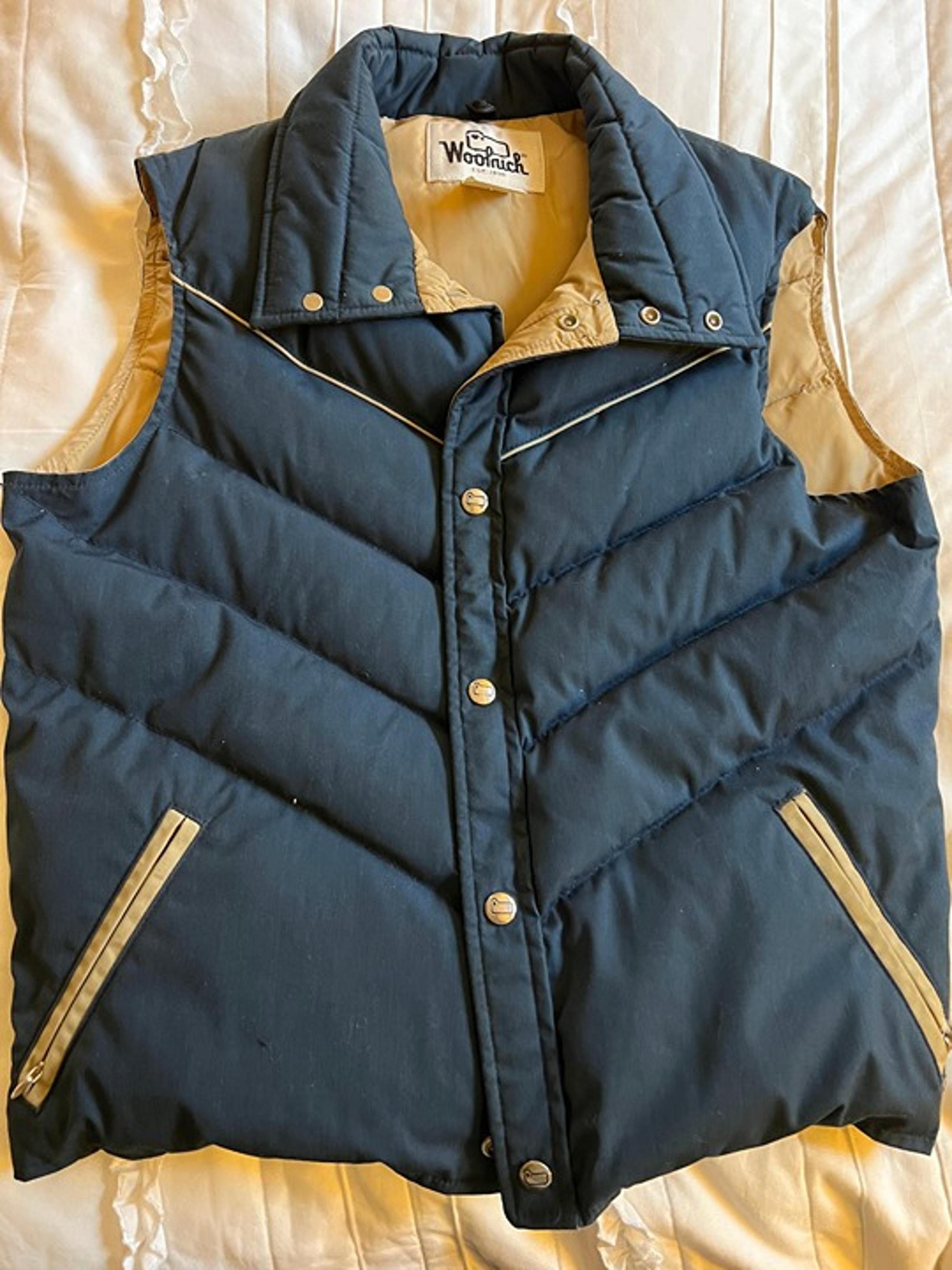 VTG WOOLRICH Size Small Mens Down Filled Made in USA Puffer Vest Full Zip Blue