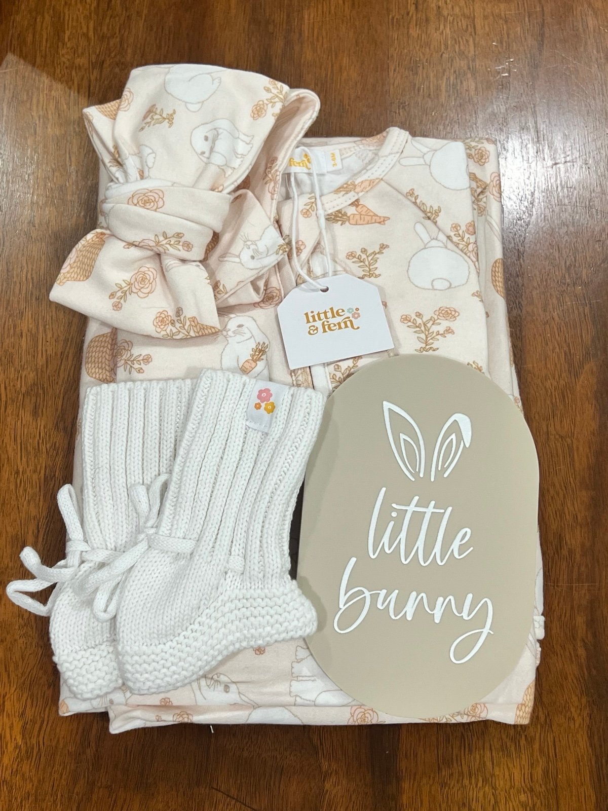 Little and Fern baby girl 3-6 month swaddle bunny set NEW