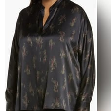 Vince Womens Blouse Plus XXXL Wisteria Print Satin Silk Popover Long Sleeve NWT