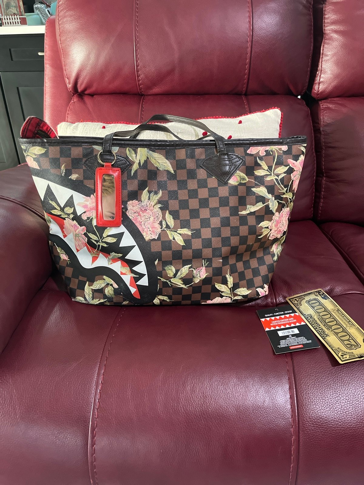 Sprayground shark flower tote bag sale
