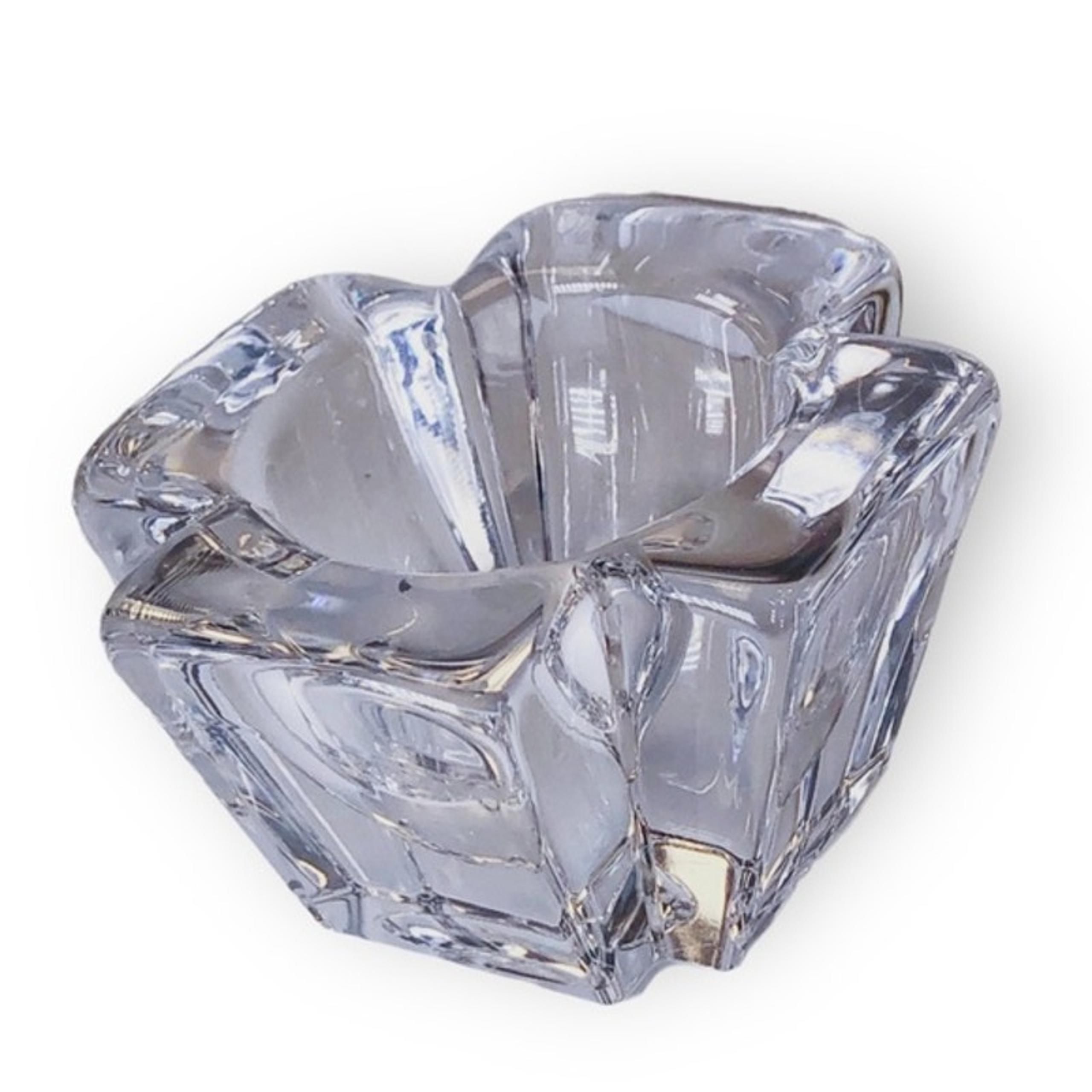 Orrefors Sweden Crystal Glass Candle Holder Design by Ann Ehrner Clear Glass