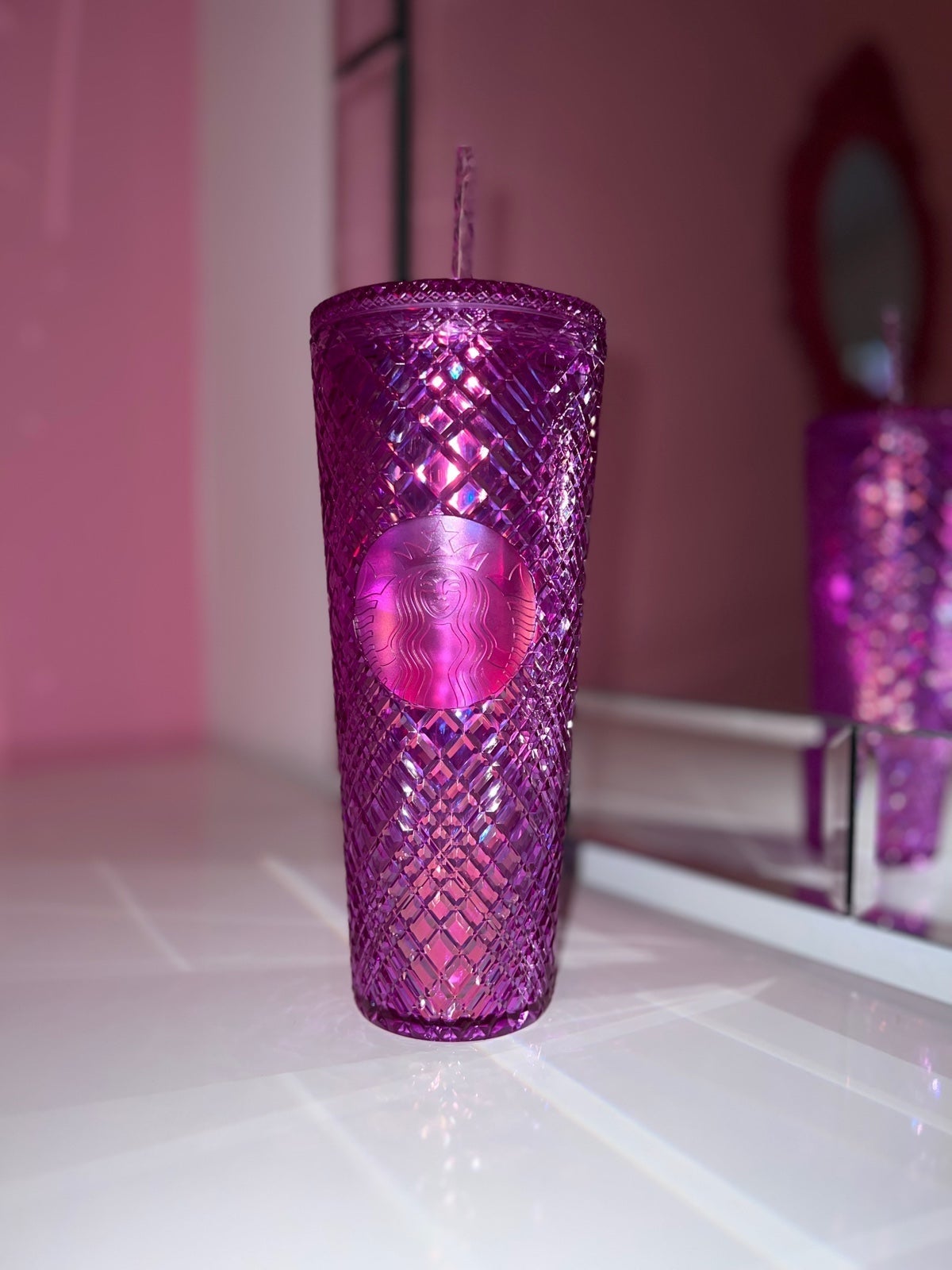 Starbucks Pink Jeweled Venti Tumbler New 24oz
