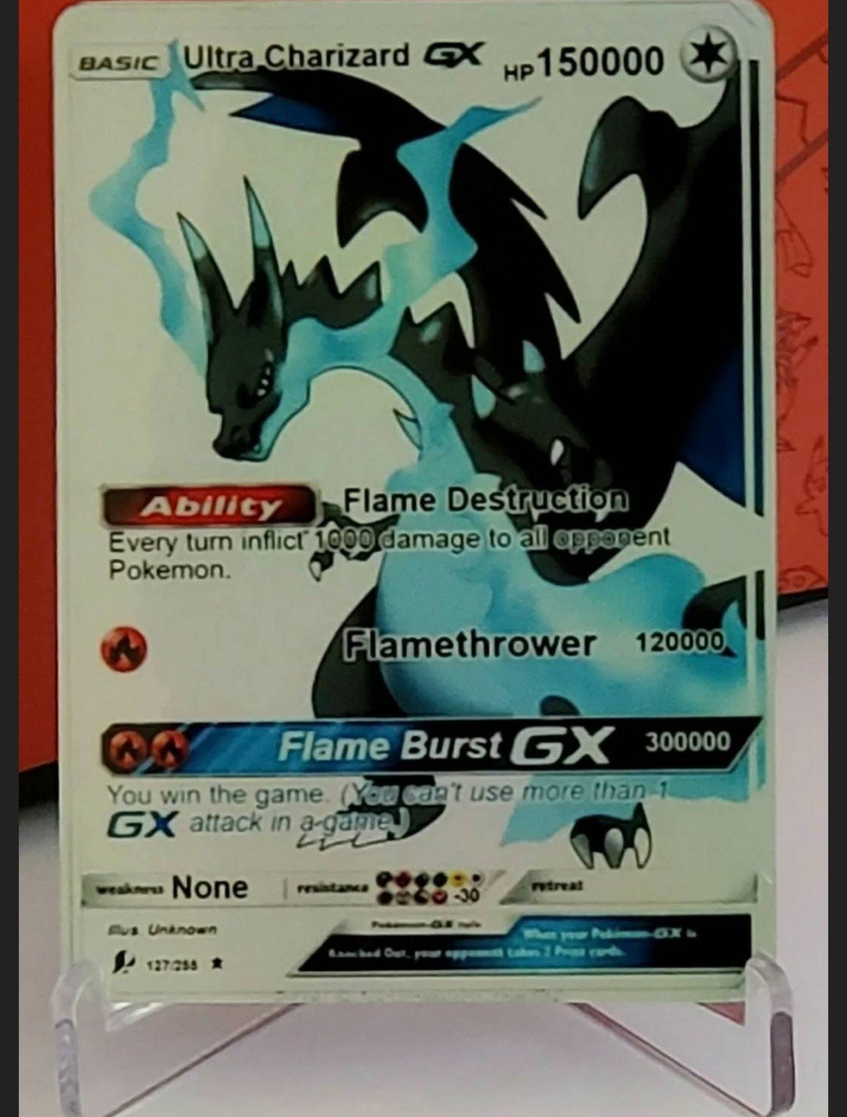 RARE LEGENDARY POKEMON - Ultra Charizard Gx - Orica Card - Full Art Holo custom