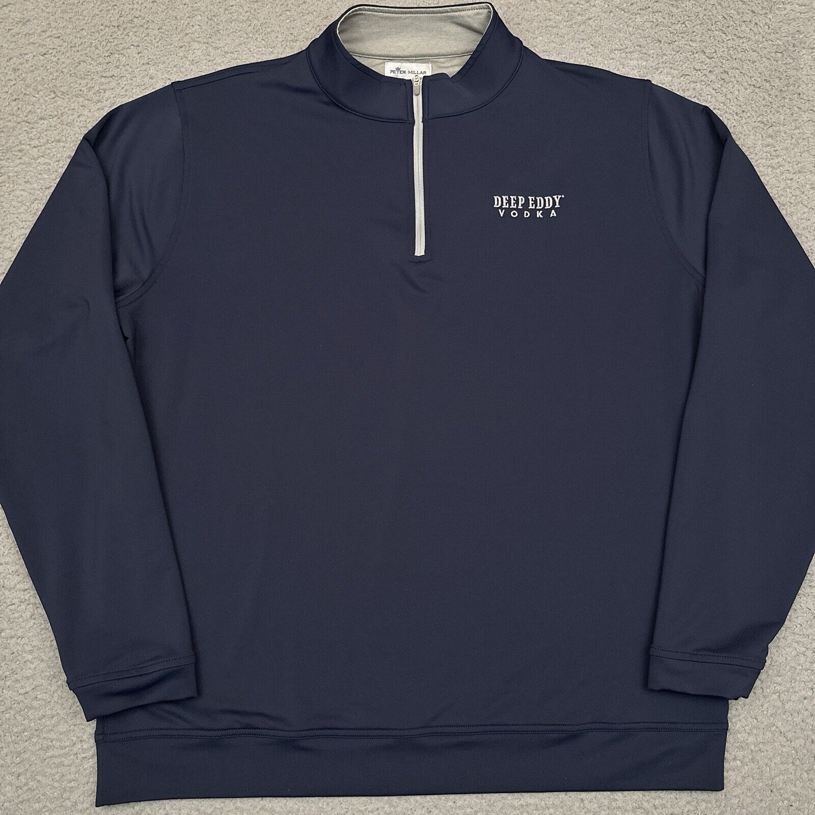 Peter Millar Perth Performance 1/4 Zip Men's XL Navy Blue Golf Deep Eddy Vodka