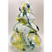Zorza Poland Hand Blown Glass Christmas Tree Green, White, & Yellow Swirl