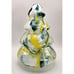 Zorza Poland Hand Blown Glass Christmas Tree Green, White, & Yellow Swirl